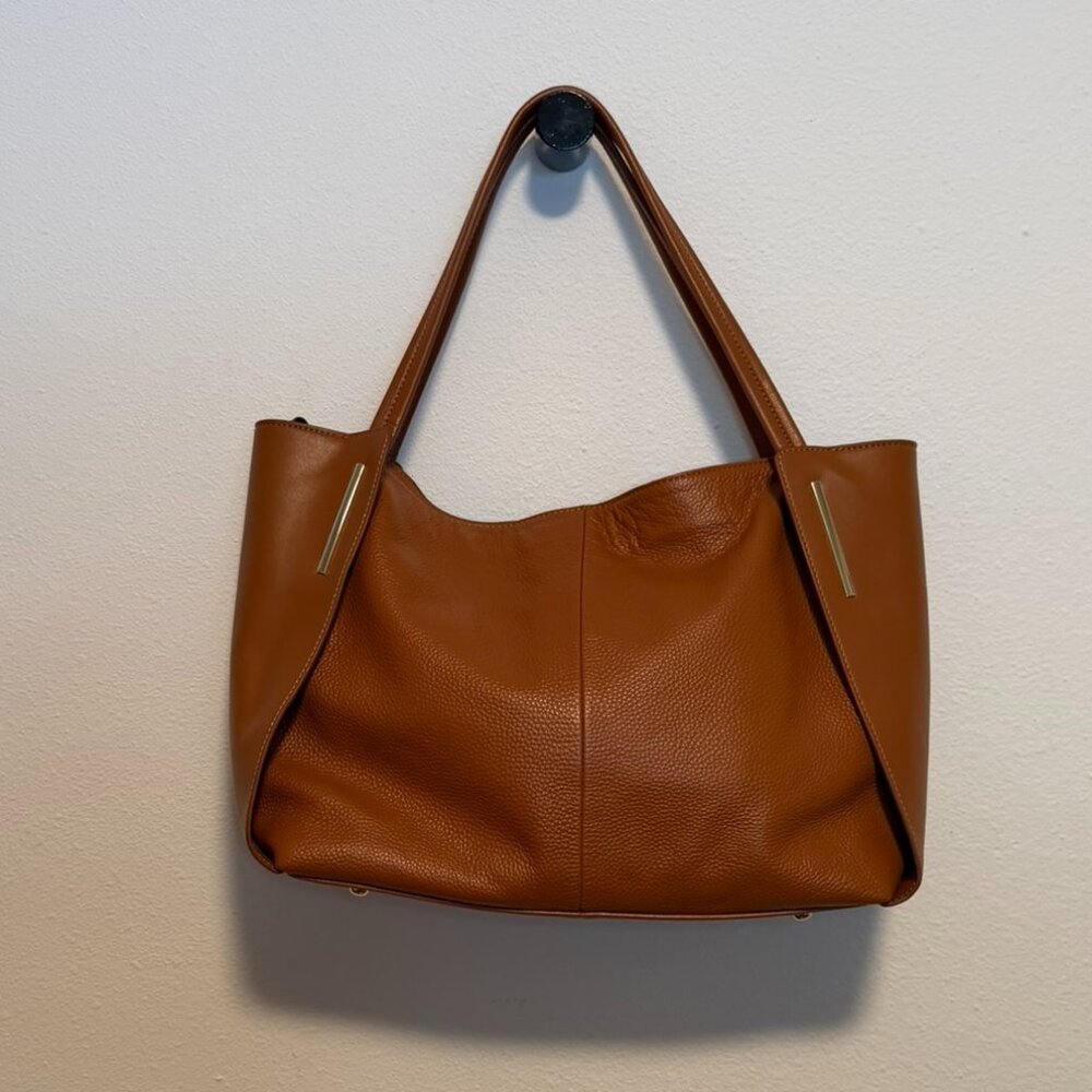 Kattee Cognac Pebbled Shoulder Tote Bag - Picture 2 of 8